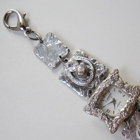 Silver Square Watch Crystal Gemstone Handcrafted Unique Wristwatch New Gift - Picture 2 of 5